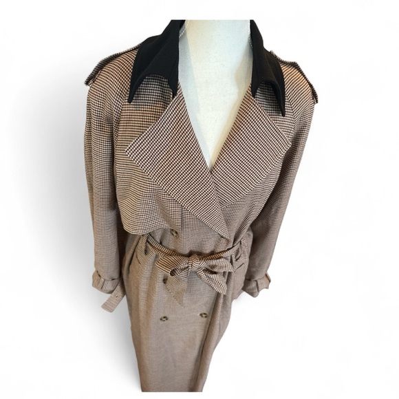 Rumored Notting Hill Houndstooth Trench Coat XS | Belted Longline Fall Jacket - Picture 6 of 9